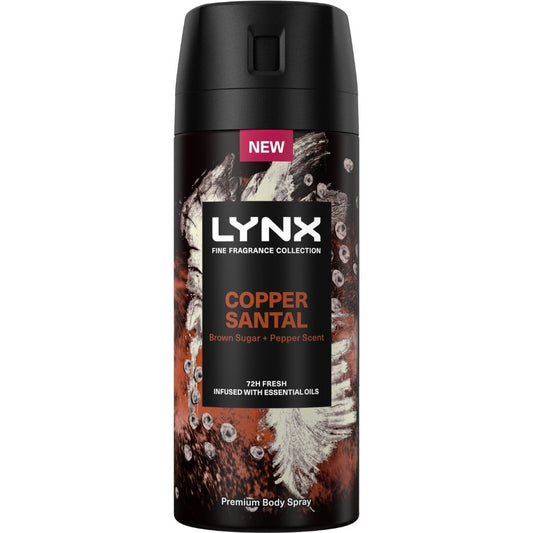 Lynx Fine Fragrance 72h Copper Santal Brown Sugar & Pepper Premium Deodorant Body Spray 150ml