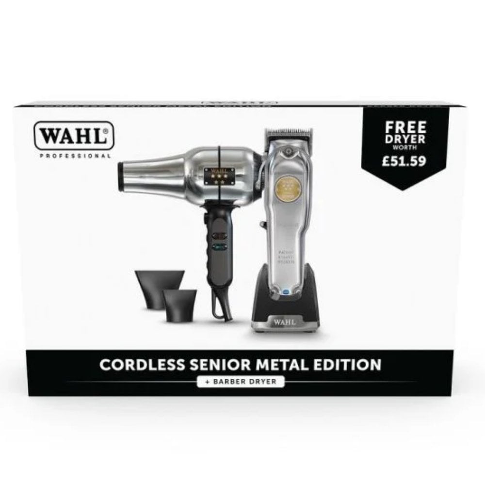 Wahl Professional Cordless Senior Metal Edition Clipper & Wahl Professional Barbers Dryer Duo