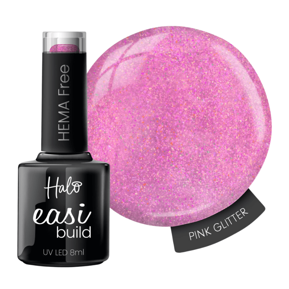 Halo EasiBuild Brush On Builder Gel Pink Glitter 8ml