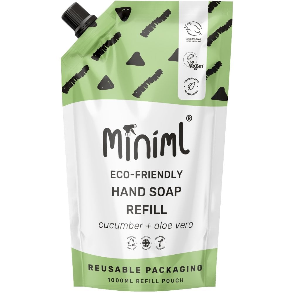 Miniml Eco-Friendly Hand Soap Cucumber + Aloe Vera 1000ml Pouch