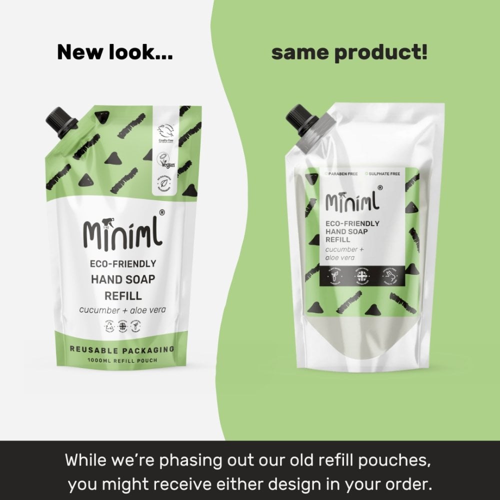 Miniml Eco-Friendly Hand Soap Cucumber + Aloe Vera 1000ml Pouch