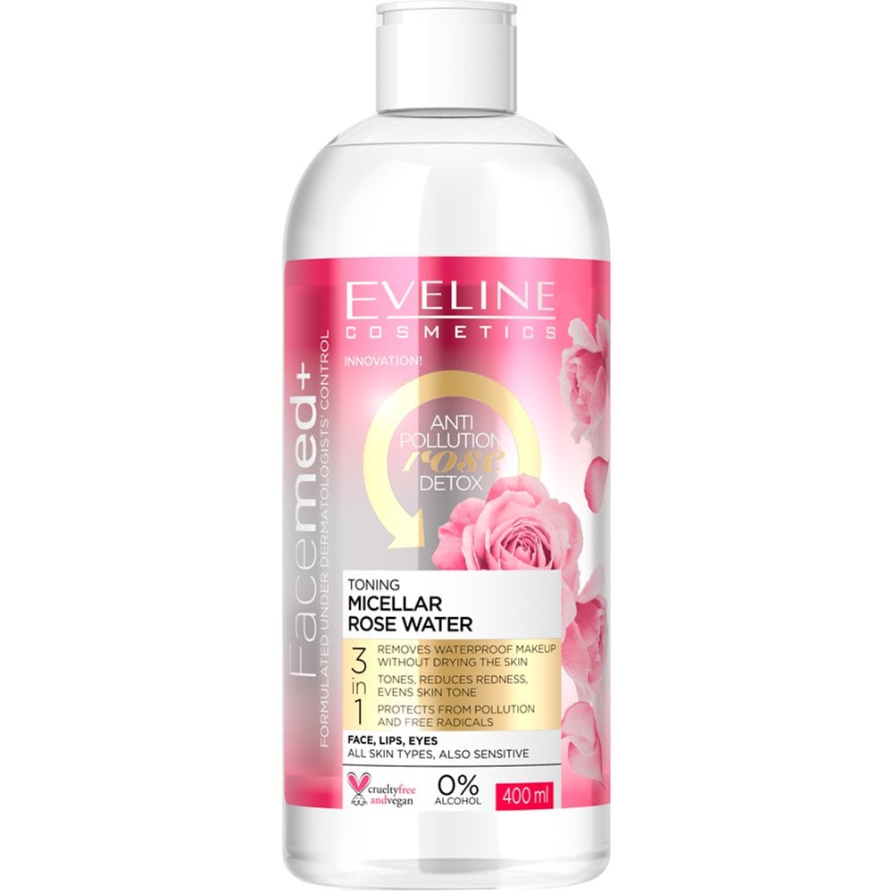 Eveline Cosmetics FaceMed+ 3 in 1 Toning Micellar Rose Water 400ml