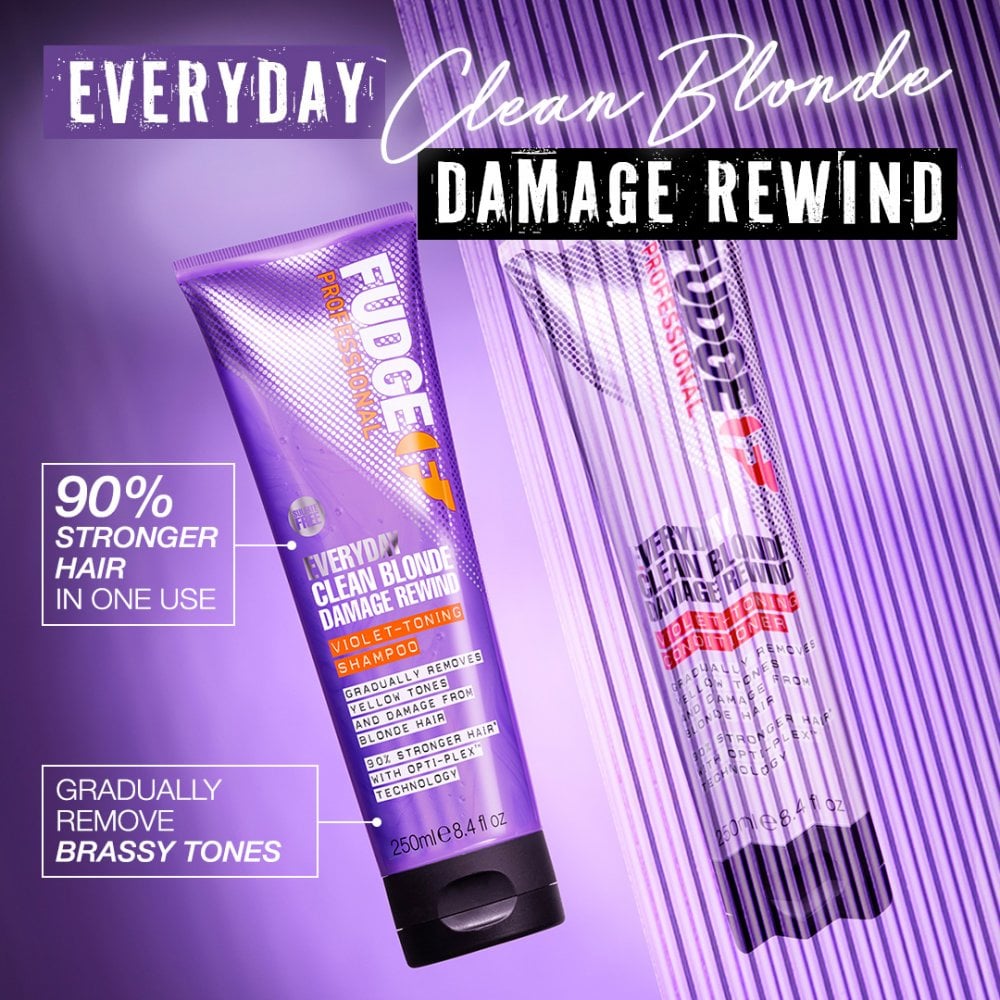 Fudge Professional Everyday Clean Blonde Damage Rewind Toning Shampoo 250ml