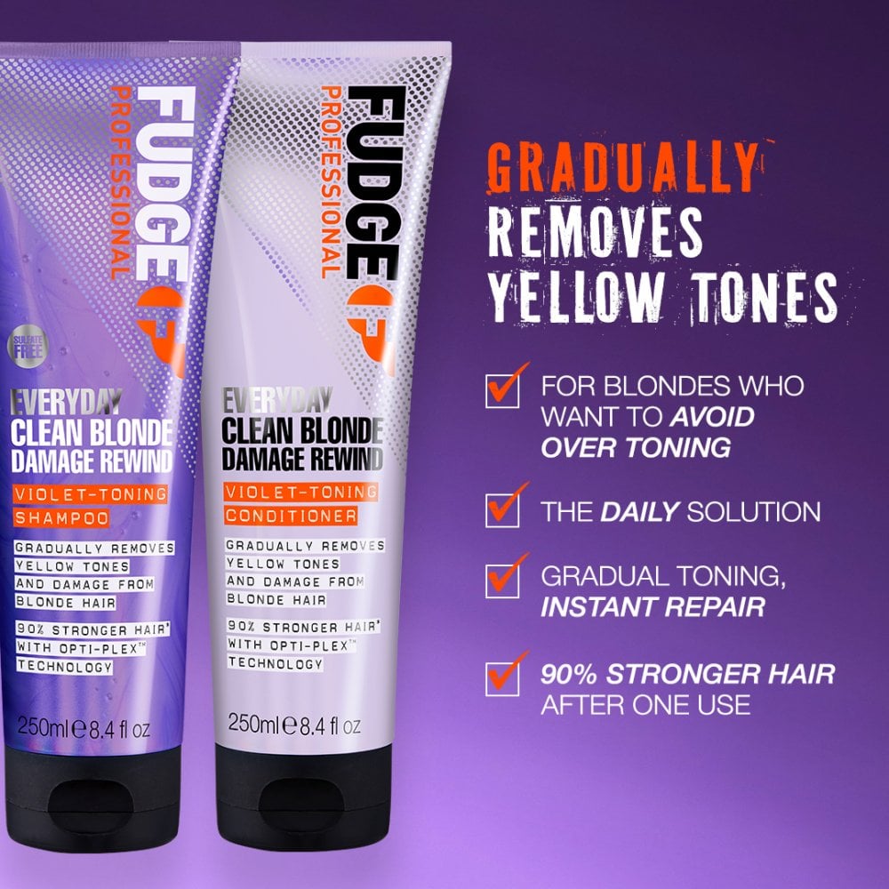 Fudge Professional Everyday Clean Blonde Damage Rewind Toning Shampoo 250ml