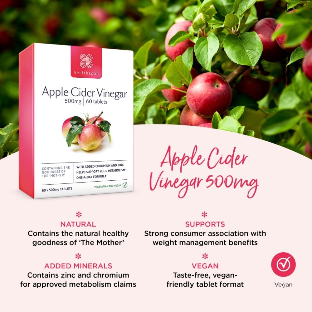 Healthspan Apple Cider Vinegar 500mg 60 Tablets