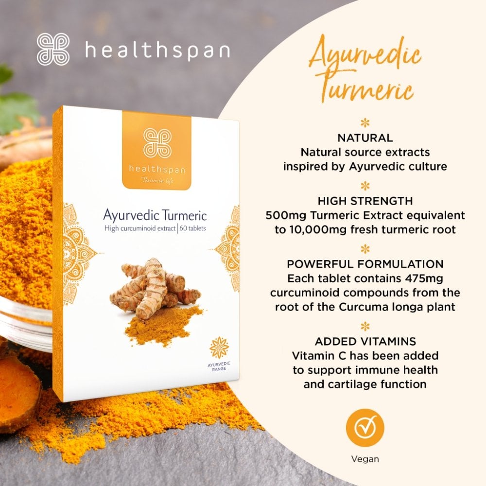 Healthspan Ayurvedic Turmeric 500mg 60 Tablets