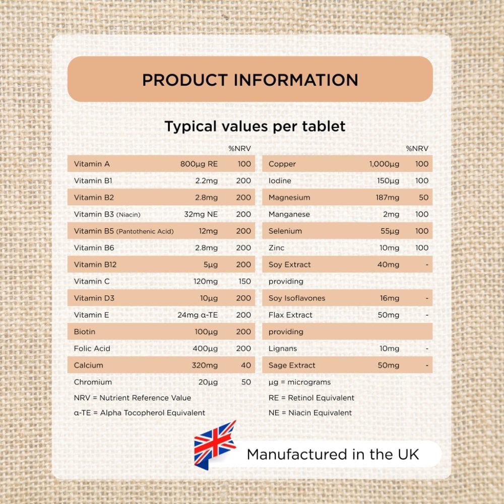 Healthspan Menoserene Soy Isoflavones, Flaxseed & Sage Nutritional Support for Mature Women 60 Day Supply