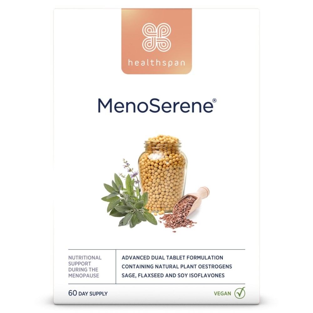 Healthspan Menoserene Soy Isoflavones, Flaxseed & Sage Nutritional Support for Mature Women 60 Day Supply