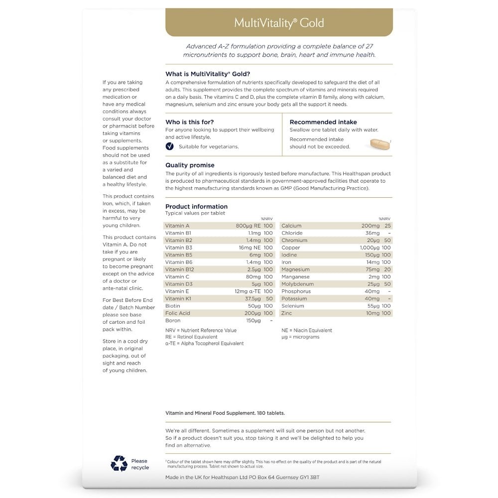 Healthspan MultiVitality Gold 180 Tablets