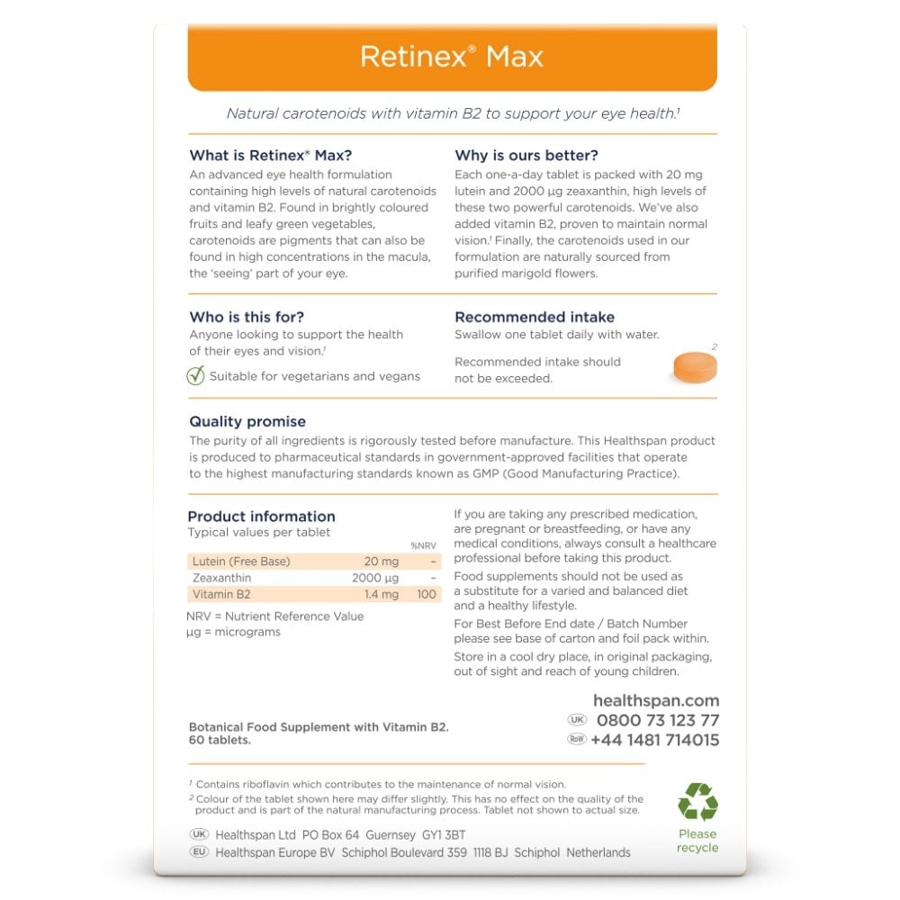 Healthspan Retinex Max 60 Tablets