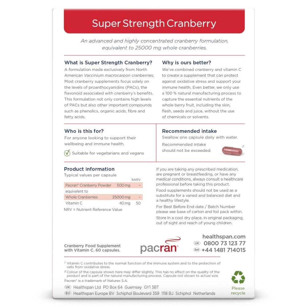 Healthspan Super Strength Cranberry 25,000mg 60 Capsules