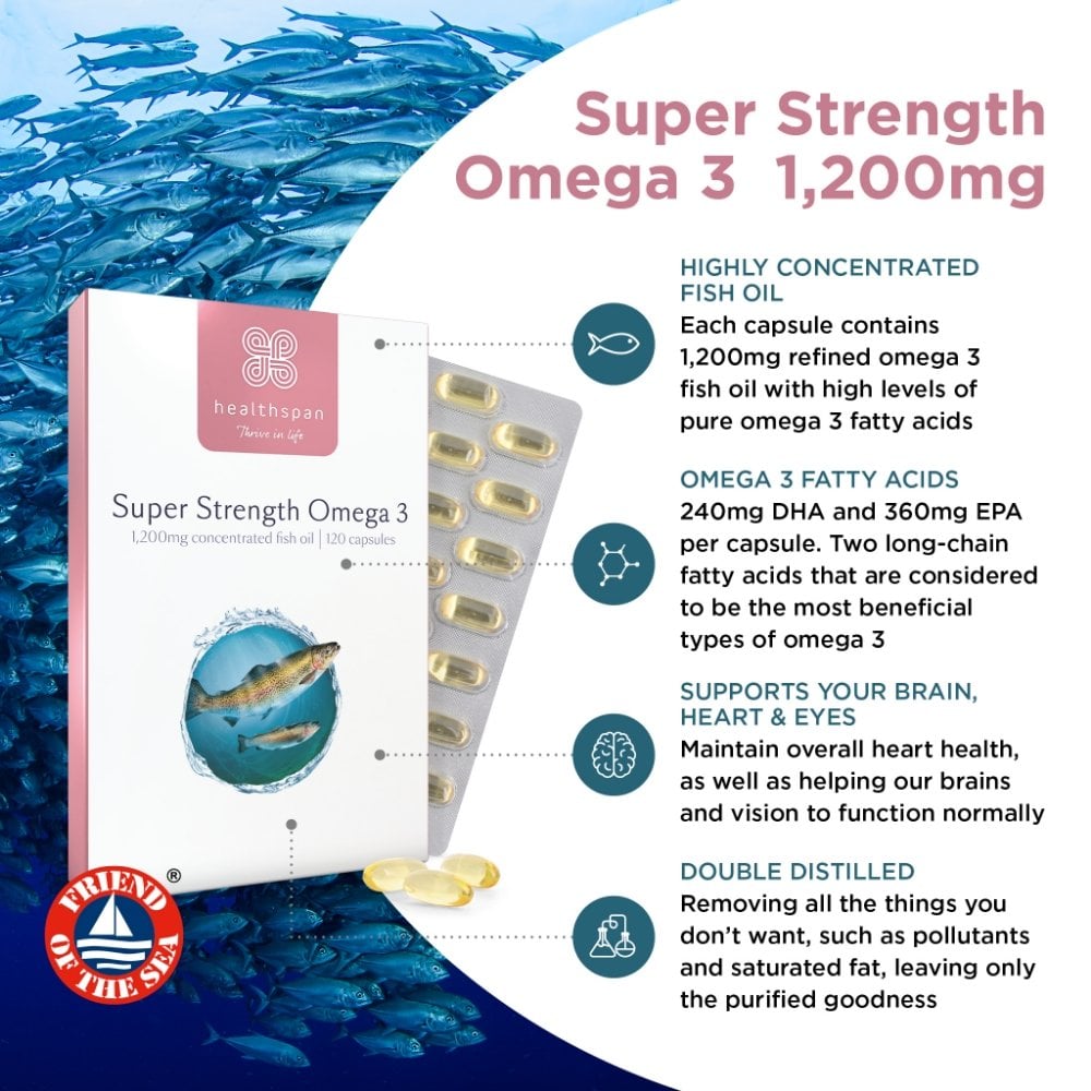 Healthspan Super Strength Omega 3 1200mg 60 Capsules