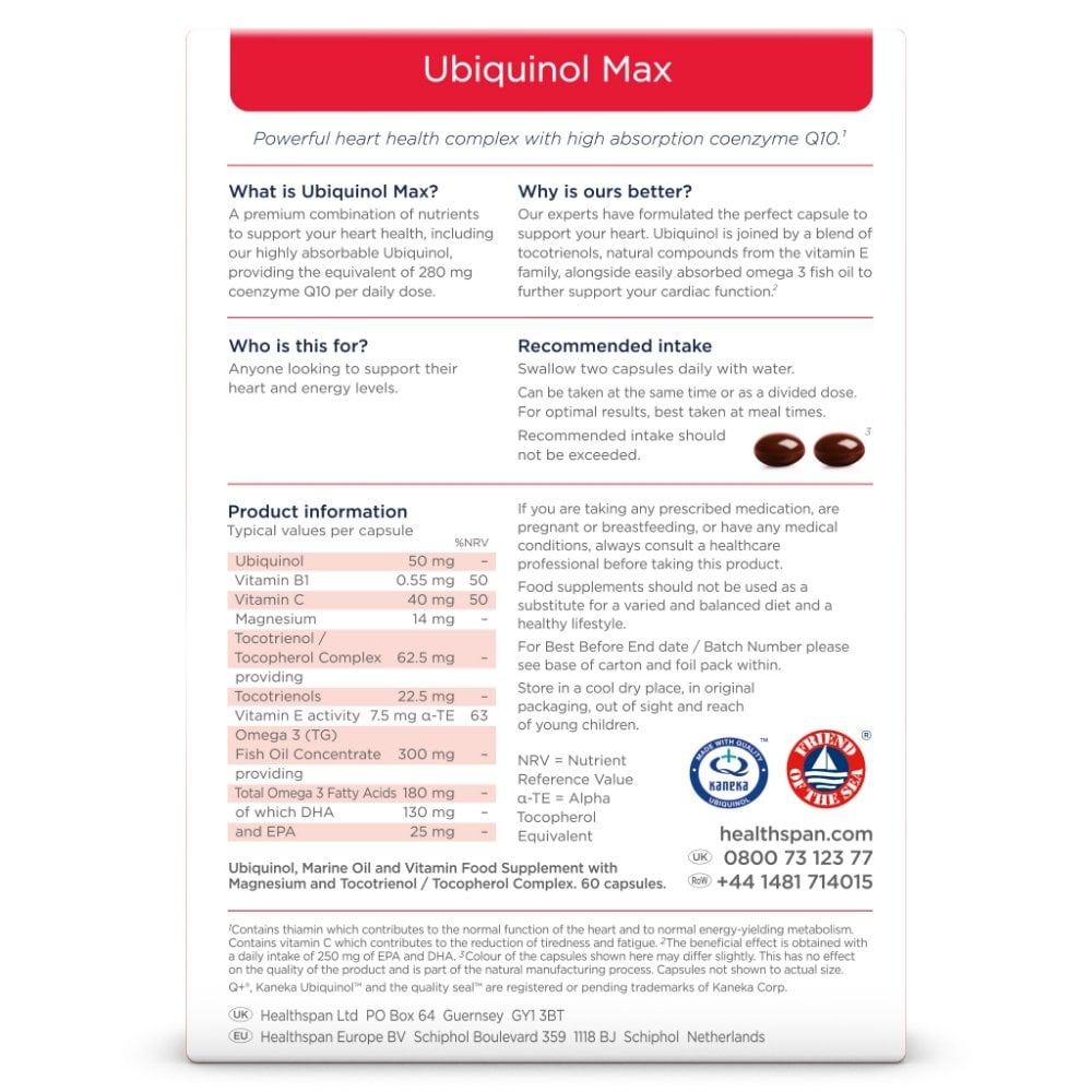 Healthspan Ubiquinol Max 60 Capsules