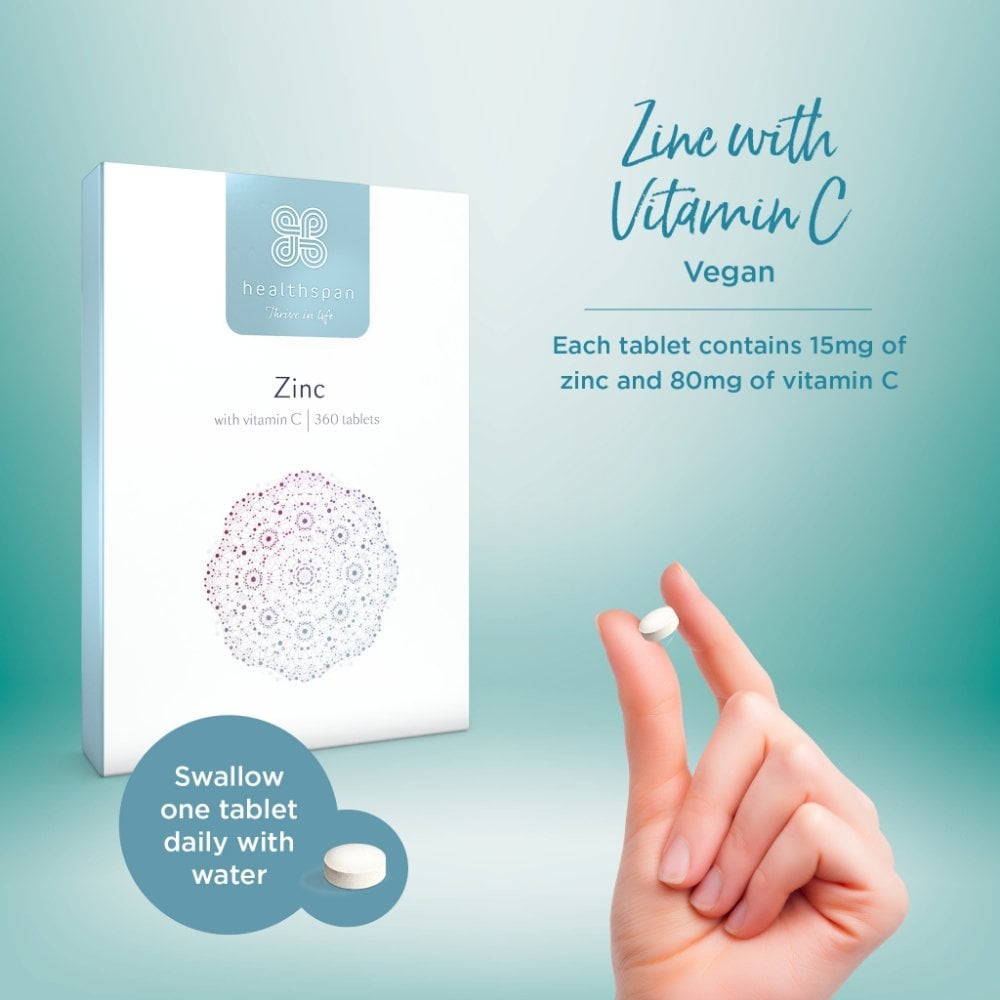 Healthspan Zinc with Vitamin C 360 Tablets