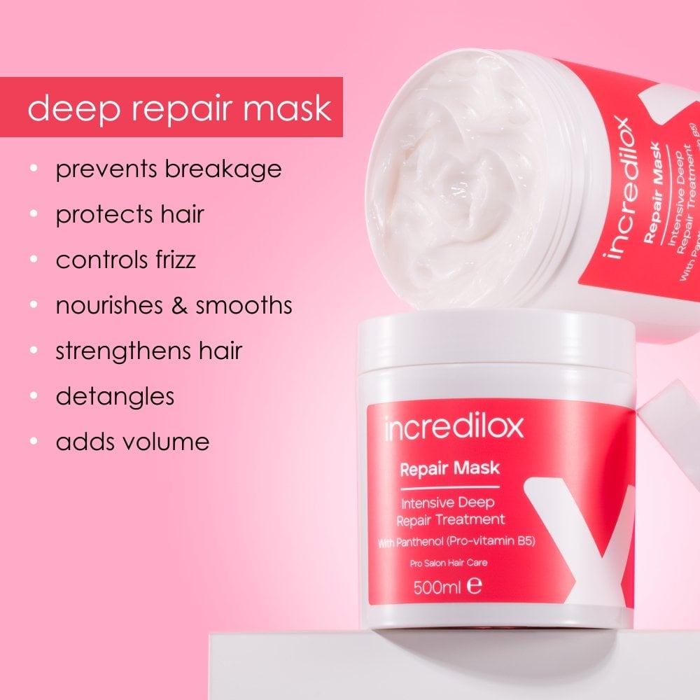 Incredilox Intensive Deep Repair Treatment Mask 500ml & Detangling Hair Brush Duo