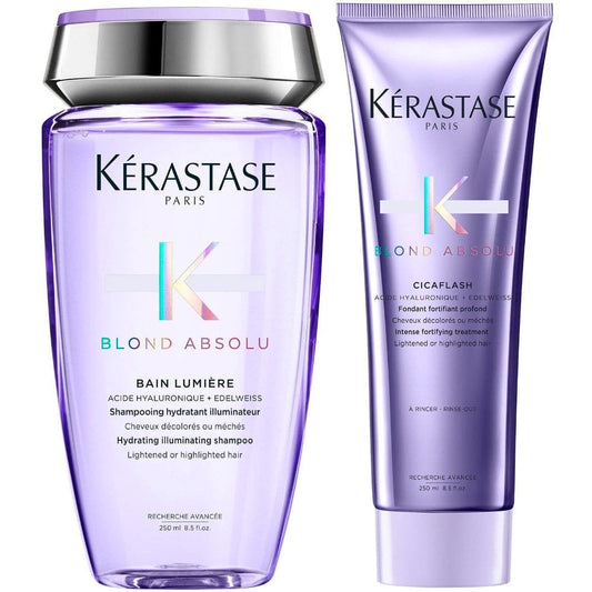 Kérastase Blond Absolu Bain Lumiere Hydrating Illuminating Shampoo 250ml & Cicaflash Treatment 250ml Twin