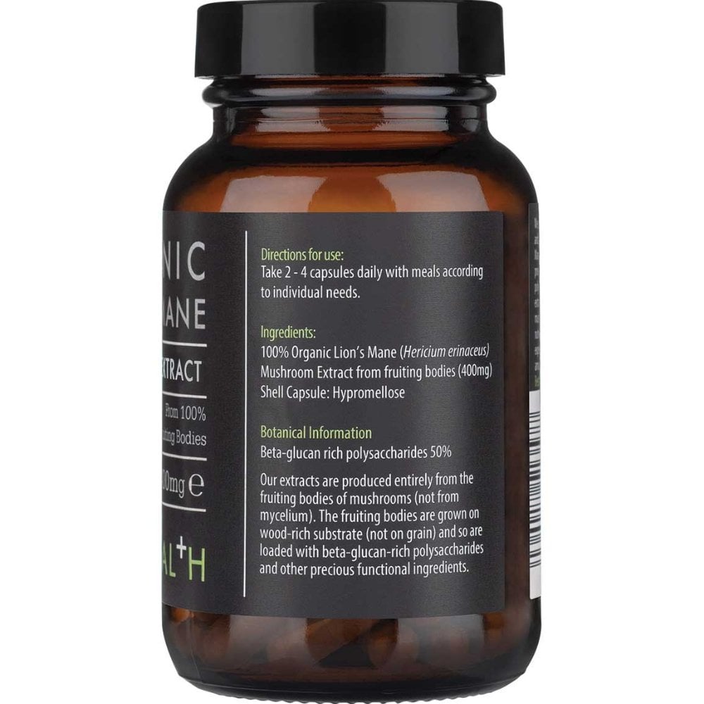 Kiki Health Organic Lion's Mane Mushroom Extract 400mg 60 Vegicaps