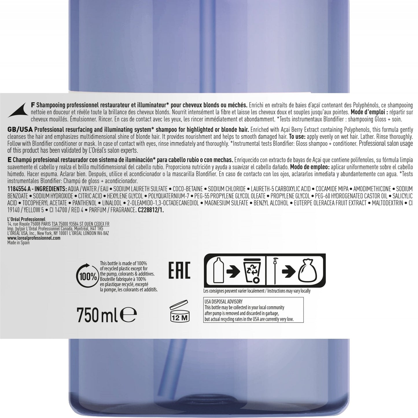 L'Oreal Professionnel Serie Expert Blondifier Gloss Resurfacing + Illuminating Shampoo 1500ml