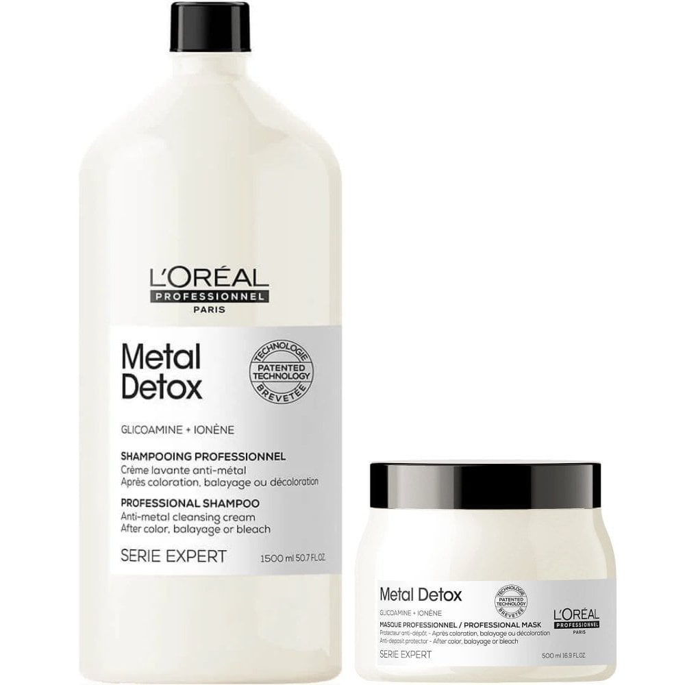 L'Oreal Professionnel Serie Expert Metal Detox Anti-Metal Cleansing Cream Shampoo 1500ml & Mask 500ml Twin