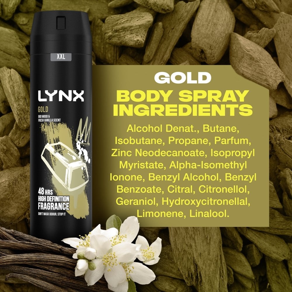 Lynx XXL Gold 48h Oudwood & Fresh Vanilla Deodorant Body Spray 250ml