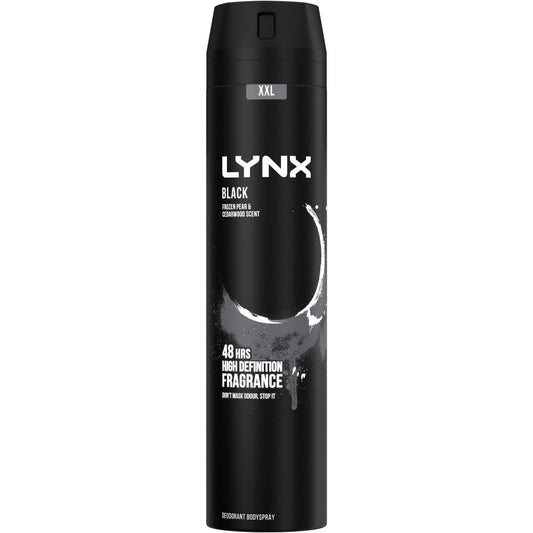 Lynx XXL Black 48h Frozen Pear & Cedarwood Deodorant Body Spray 250ml