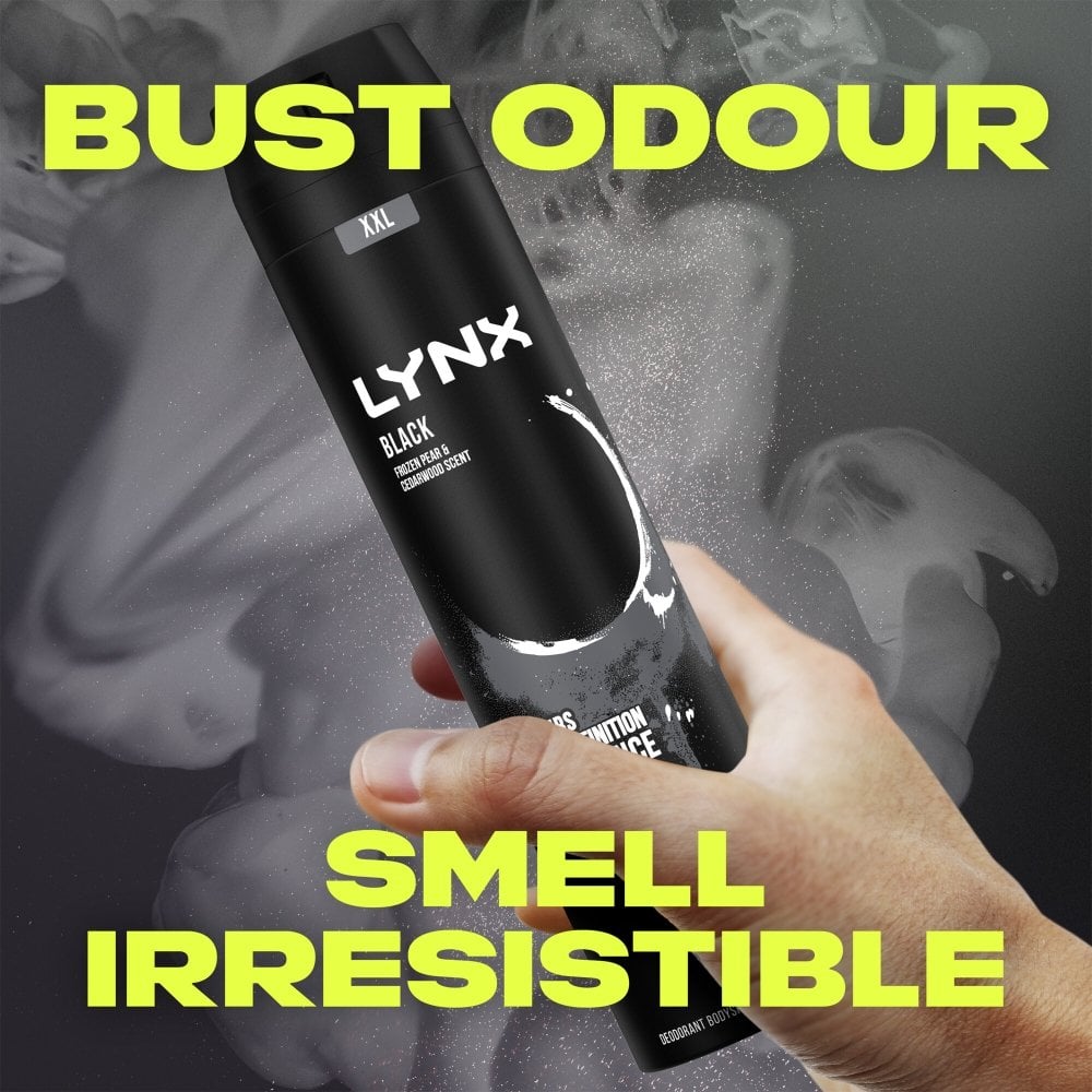 Lynx XXL Black 48h Frozen Pear & Cedarwood Deodorant Body Spray 250ml
