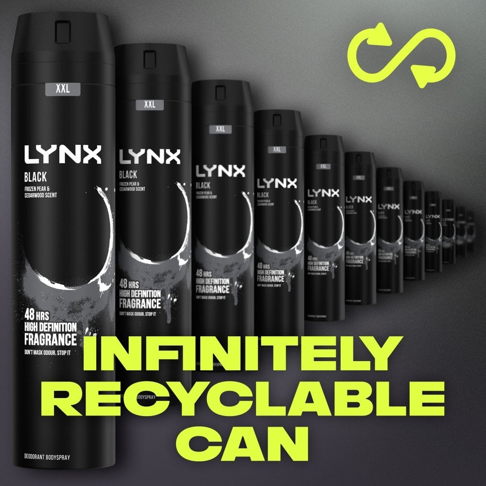 Lynx XXL Black 48h Frozen Pear & Cedarwood Deodorant Body Spray 250ml