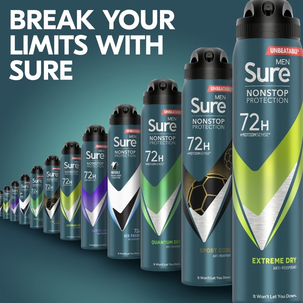 Sure Men Nonstop Protection 72h Extreme Dry Anti-Perspirant Deodorant Spray 250ml