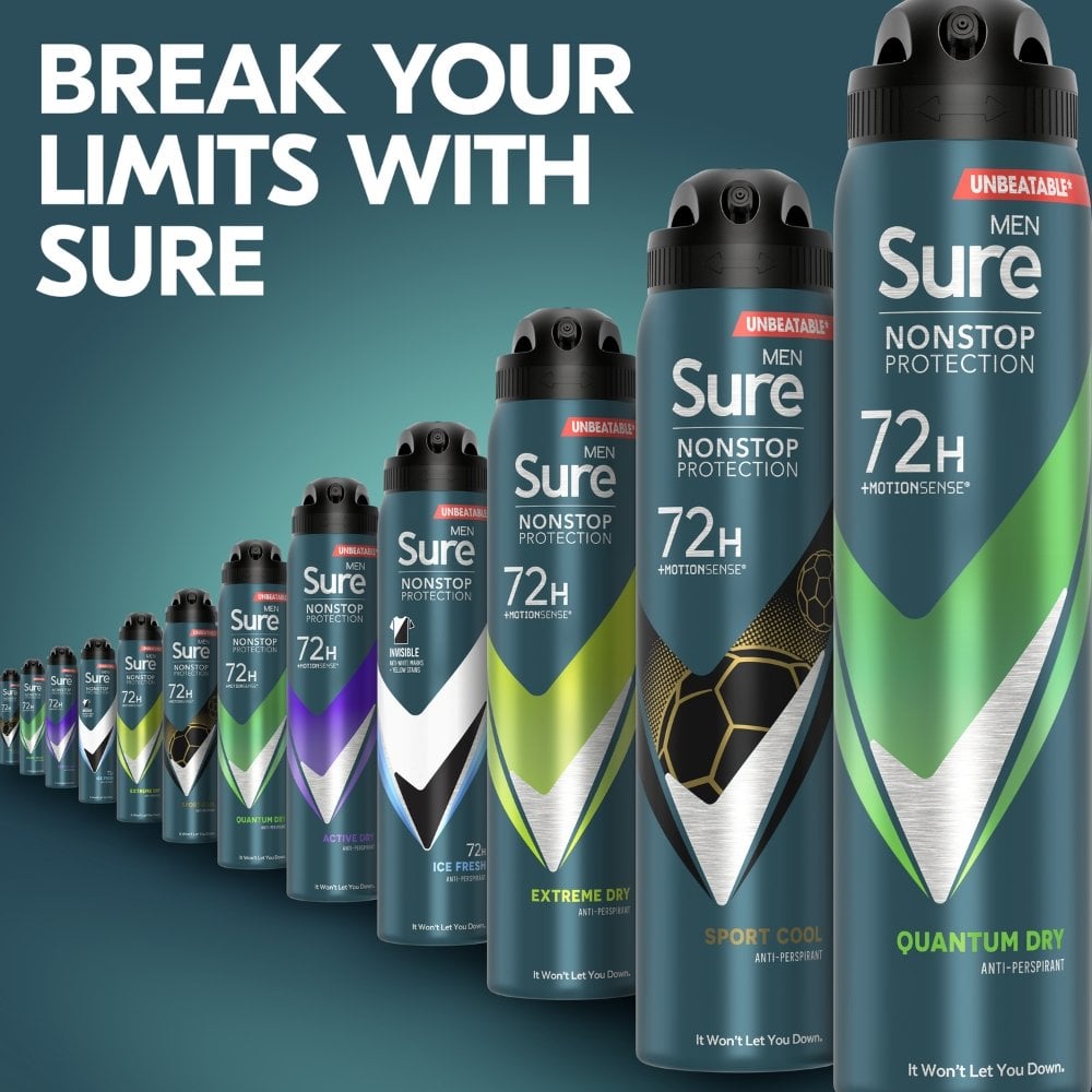 Sure Men Nonstop Protection 72h Quantum Dry Anti-Perspirant Deodorant Spray 250ml