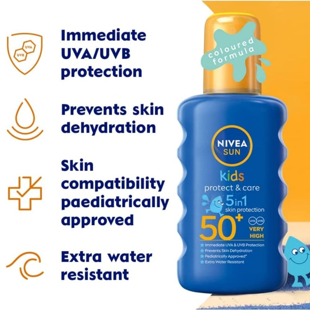Nivea Sun Kids Protect & Care 5-In-1 Coloured Spray SPF50+ 200ml