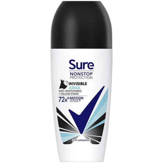Sure Nonstop Protection 72h Invisible Aqua Anti-Perspirant Deodorant Roll-On 50ml