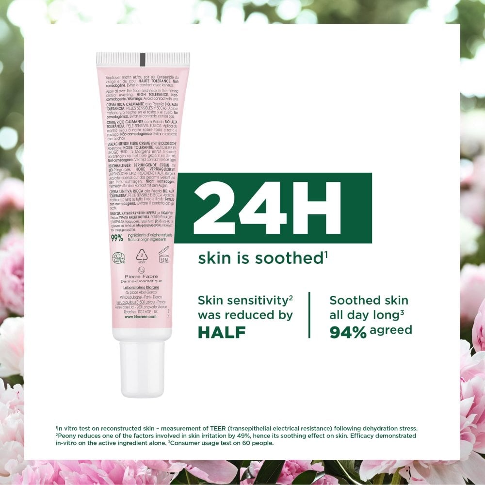 Klorane Peony Soothing Moisturising Rich Cream 40ml