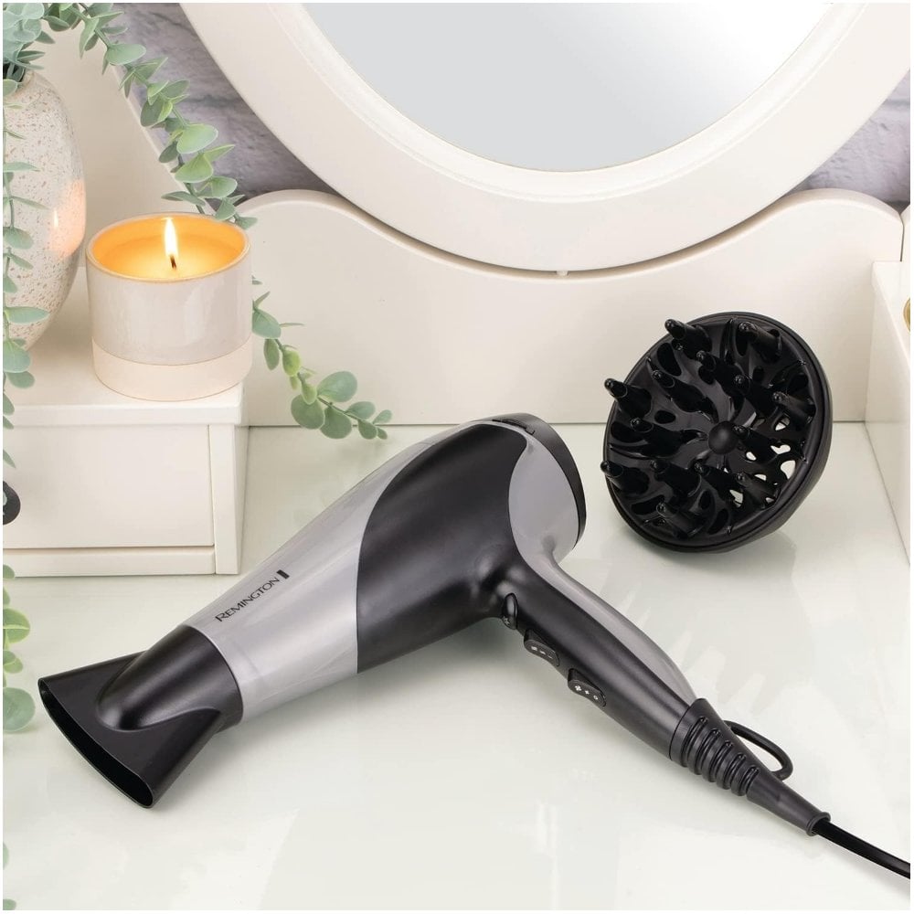 Remington Ionic Dry Hair Dryer Black/Silver 2200 D3190S