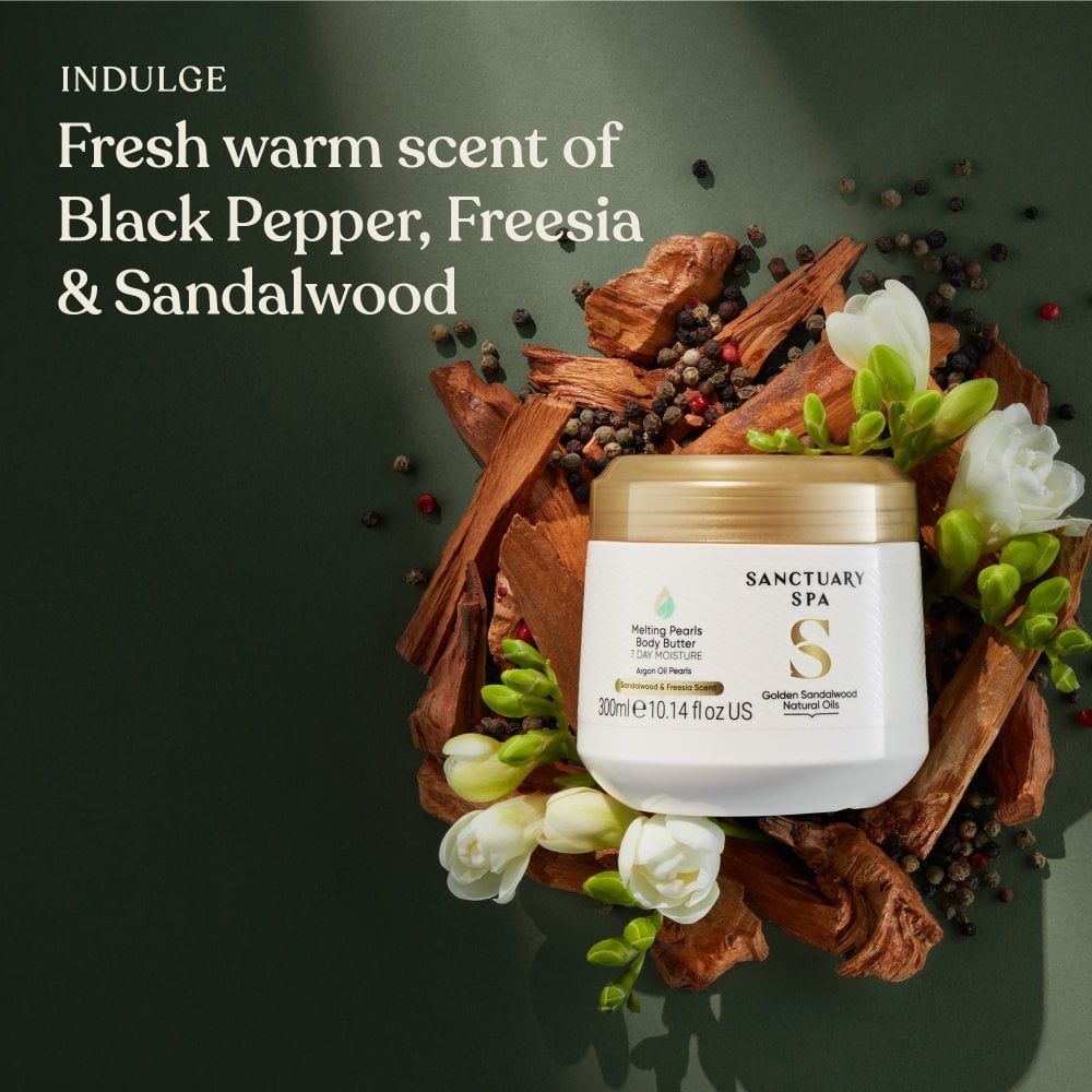 Sanctuary Spa Golden Sandalwood Natural Oils Melting Pearls Body Butter 300ml