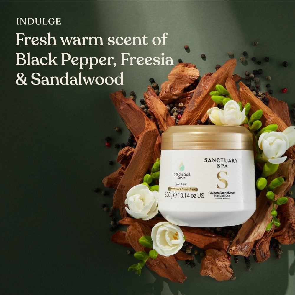 Sanctuary Spa Golden Sandalwood Natural Oils Sand & Salt Scrub 300g