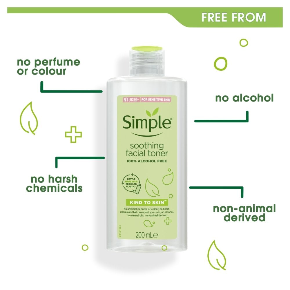 Simple Kind To Skin 100% Alcohol Free Soothing Facial Toner 200ml