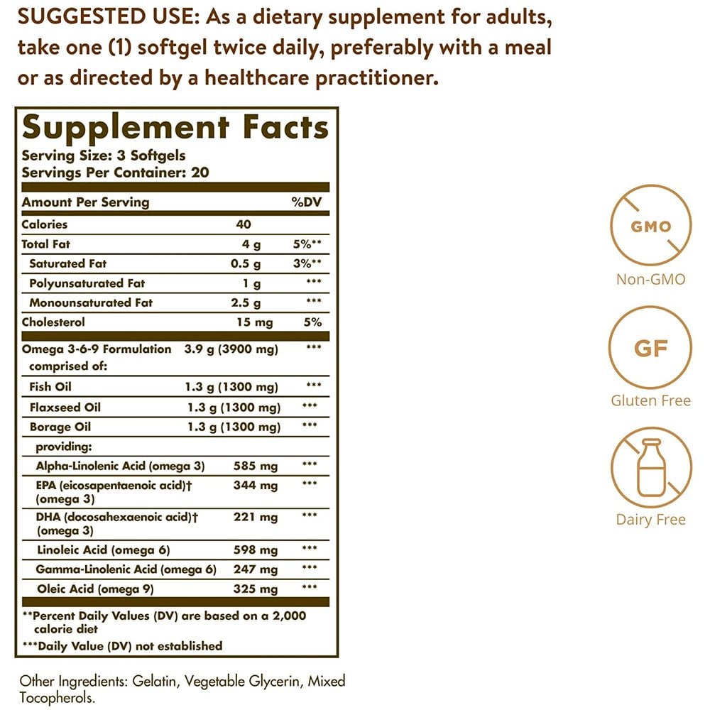 Solgar EFA 1300mg Omega 3-6-9 60 Softgels