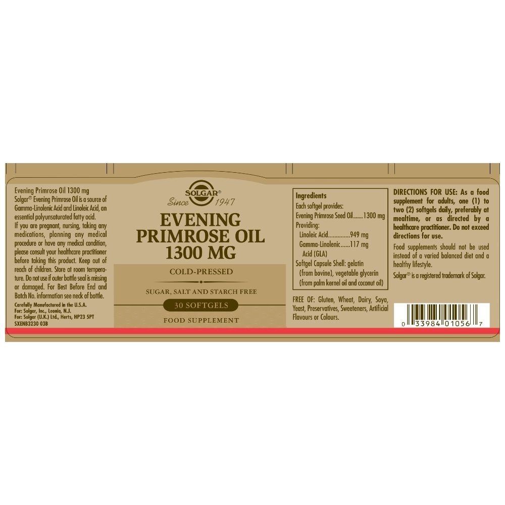 Solgar Evening Primrose Oil 1300 mg 30 Softgels