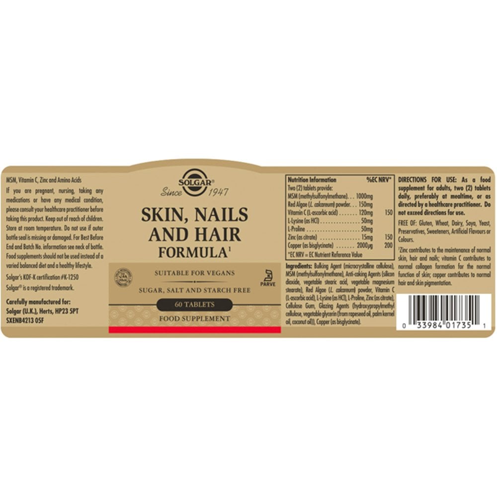 Solgar Skin, Nails & Hair Formula 60 Tablets