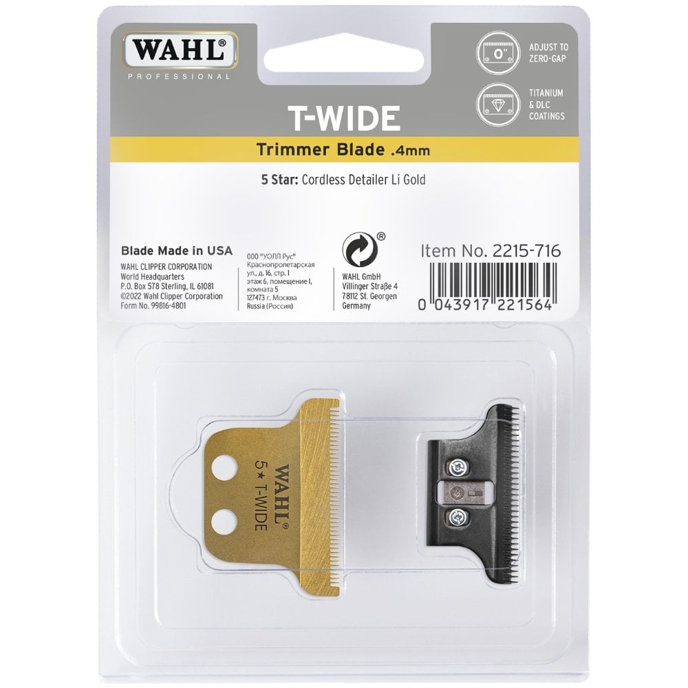 Wahl Professional Detailer Trimmer Replacement Extra Wide T-Blade Gold