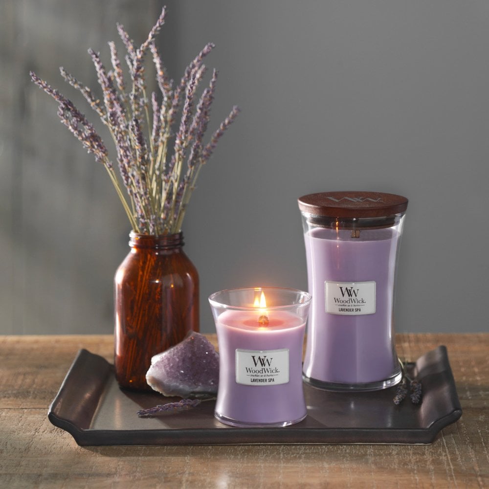 WoodWick Lavender Spa Medium Hourglass Jar Candle