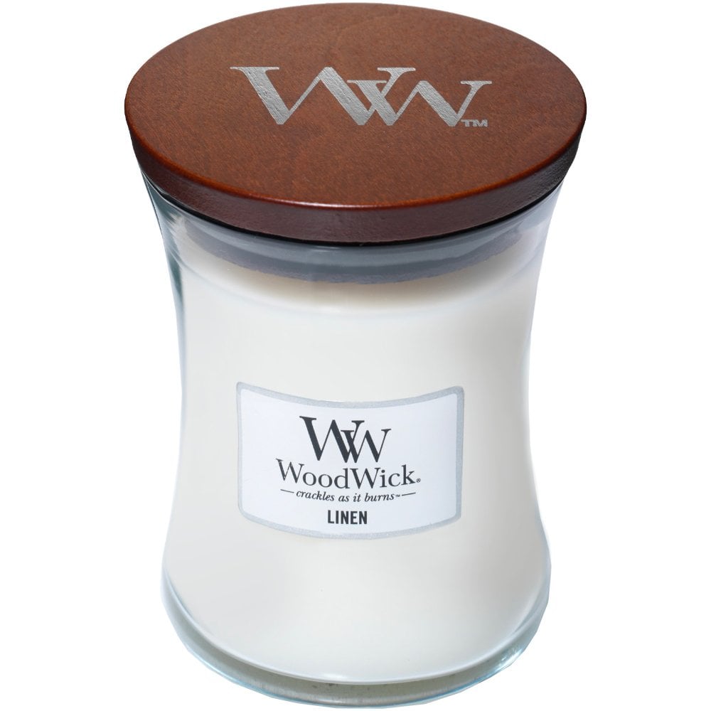 WoodWick Linen Medium Hourglass Jar Candle