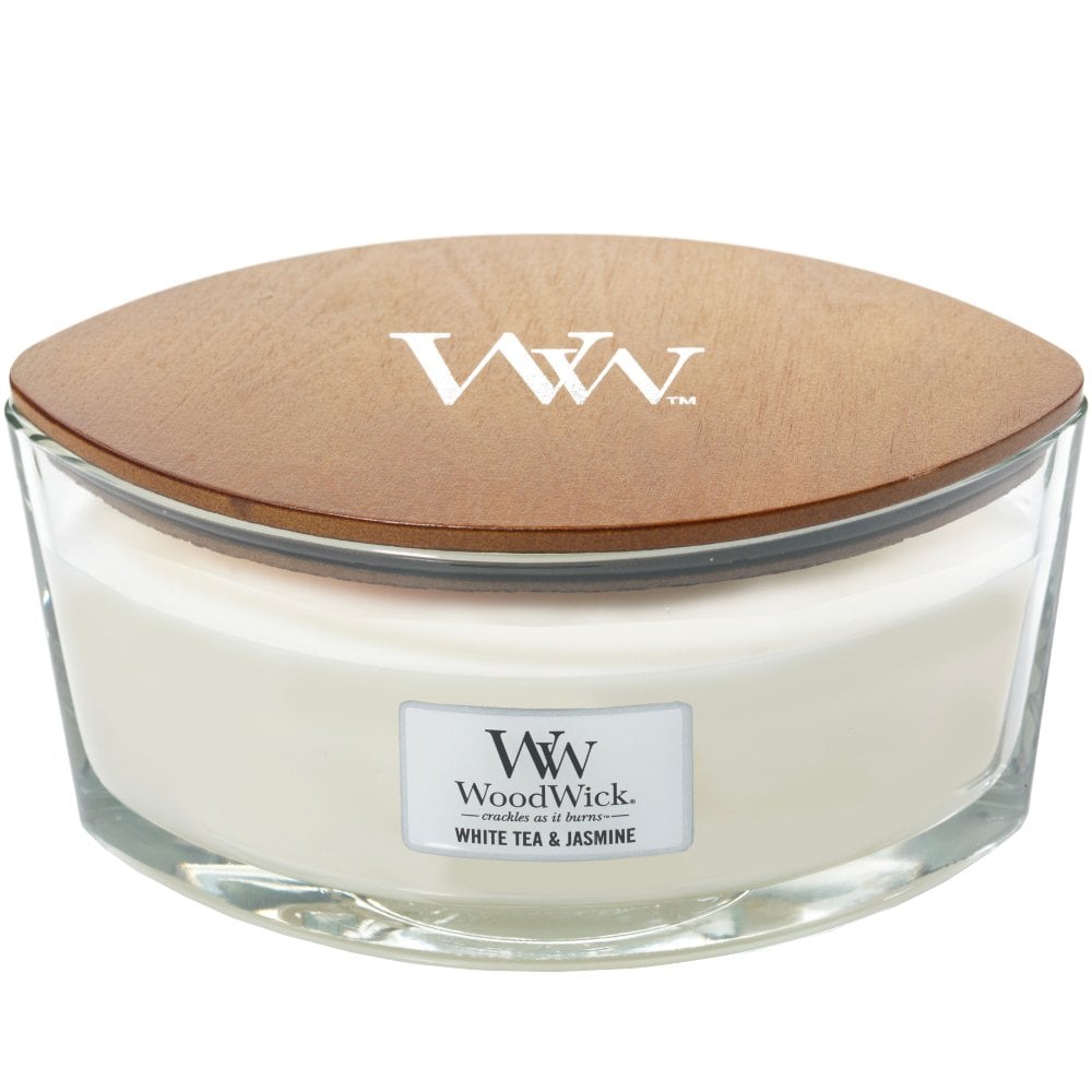 WoodWick White Tea & Jasmine Ellipse Jar Candle