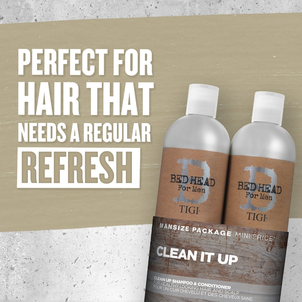 TIGI Bed Head For Men Clean Up Shampoo & Conditioner Twin Pack 750ml