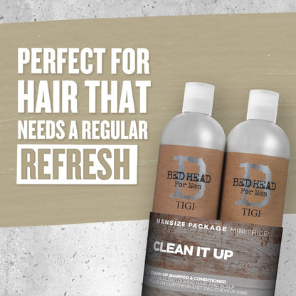 TIGI Bed Head For Men Clean Up Shampoo & Conditioner Twin Pack 750ml