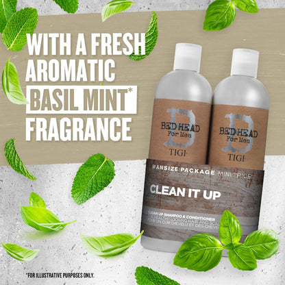 TIGI Bed Head For Men Clean Up Shampoo & Conditioner Twin Pack 750ml