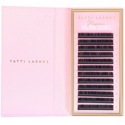 Tatti Lashes 8mm C Curl 0.03 Russian Volume Individual Lashes Black