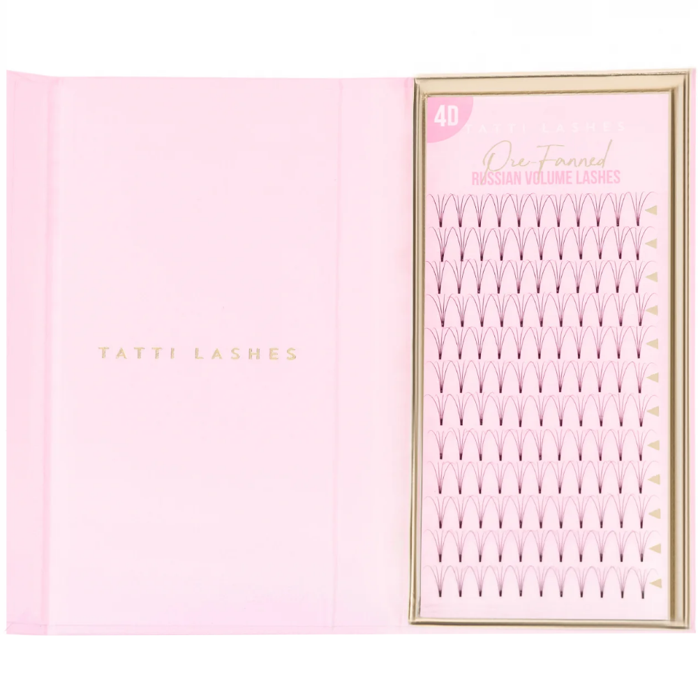 Tatti Lashes 12mm D Curl Pre-Fanned Russian Volume 4D Individual Lashes Black