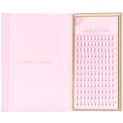 Tatti Lashes 12mm C Curl Pre-Fanned Russian Volume 4D Individual Lashes Black