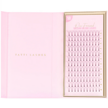 Tatti Lashes 15mm C Curl Pre-Fanned Russian Volume 5D Individual Lashes Black